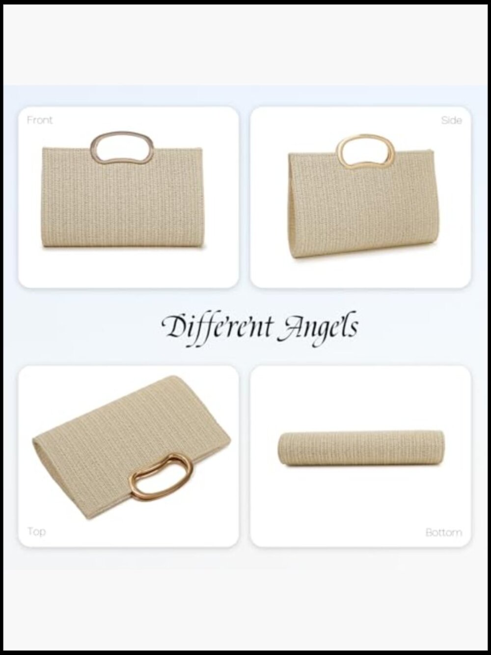 Straw Woven Clutch Purse Evening Bag Beach Vacation Handbag Top Handle Crossbody - Picture 5 of 7